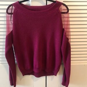 Sweater w/ sheer back & shoulder open detail
